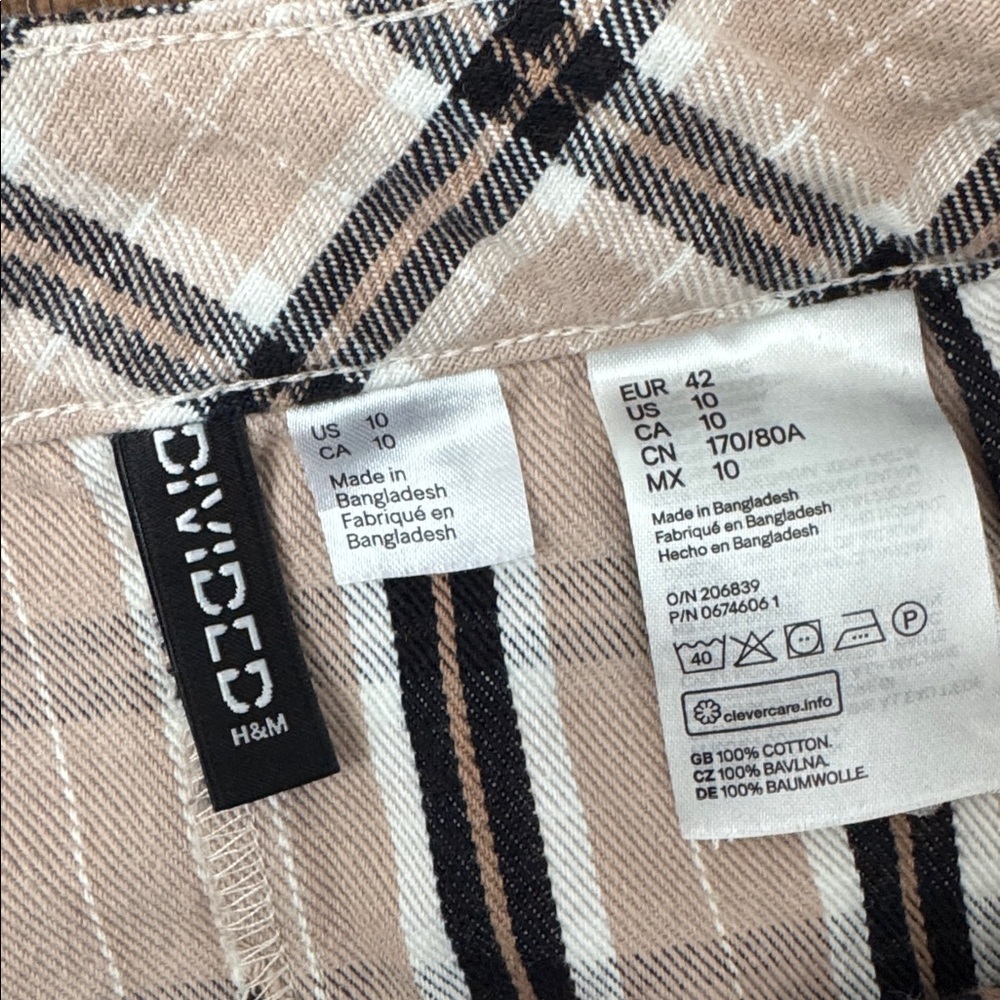 H&M Plaid Mini Skirt in Beige Tan Black - Picture 5 of 7